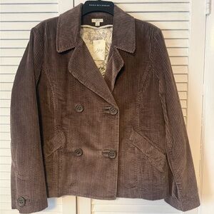 NWT J. Jill Corduroy Double-Breasted Jacket in Brown